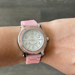 Juicy Couture Stainless Steel Pink Silicone Ladies Watch